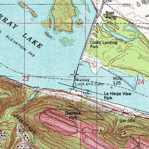 Topographic Map of Murray Lock and Dam, AR