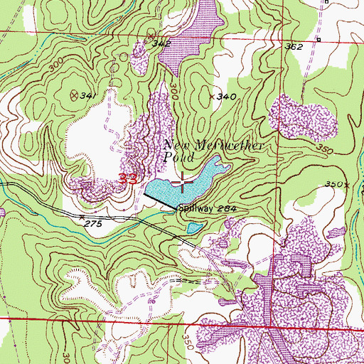 Topographic Map of New Meriwether Pond, AR