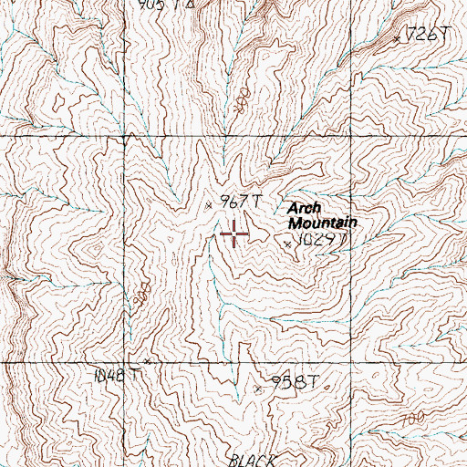 Topographic Map of Arch Mountain, AZ