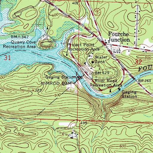 Topographic Map of Nimrod Dam, AR