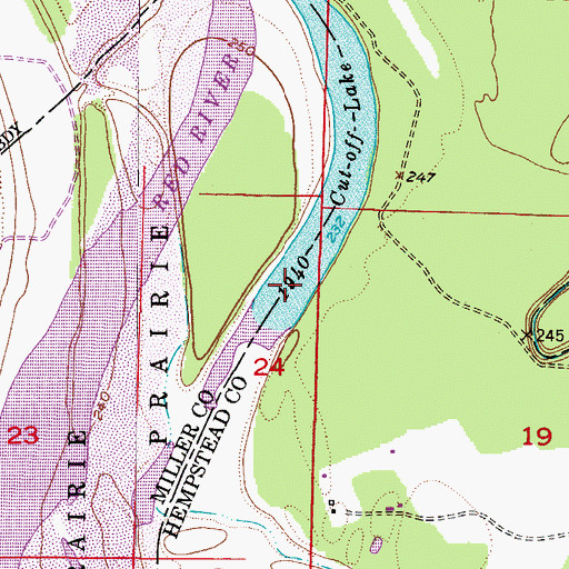 Topographic Map of Nineteen hundred and forty Cut-off Lake, AR