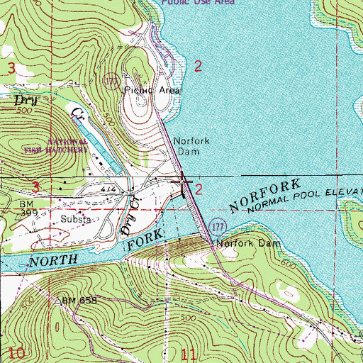 Topographic Map of Norfork Dam, AR