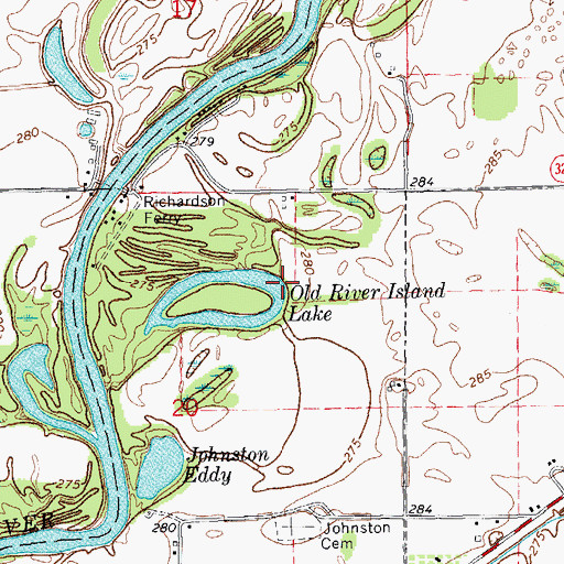 Topographic Map of Old River Island Lake, AR