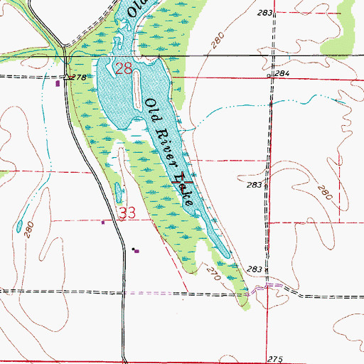 Topographic Map of Old River Lake, AR
