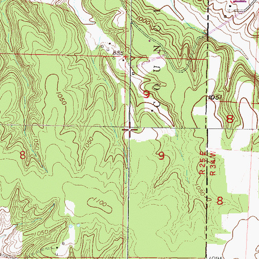Topographic Map of Springfield Plain, MO