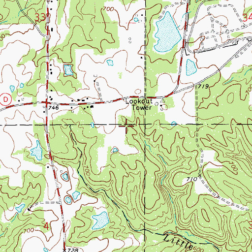 Topographic Map of Mechanicsville, MO