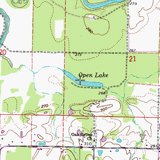 Topographic Map of Open Lake, AR