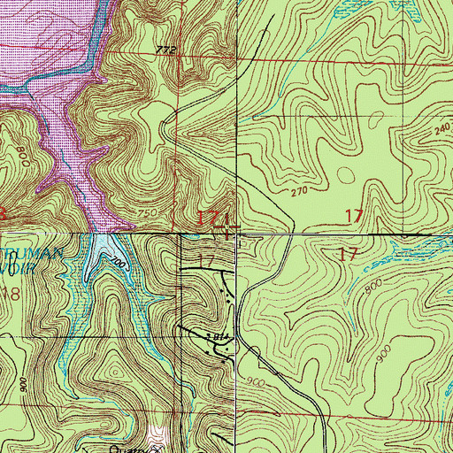 Topographic Map of Western Ozarks, MO