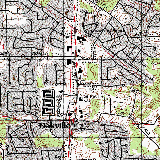 Topographic Map of Mehlville Fire Protection District Engine House Number 2, MO