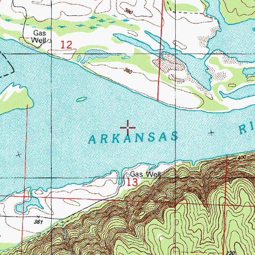 Topographic Map of Ozark Lake, AR