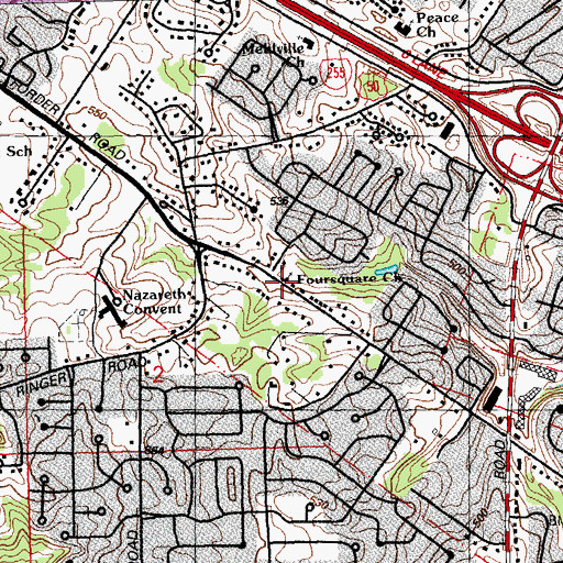Topographic Map of Foursquare Church, MO