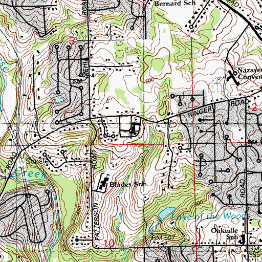 Topographic Map of Saint Margaret Mary Alacoque School, MO
