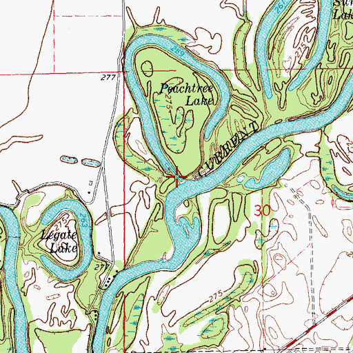 Topographic Map of Peachtree Lake, AR