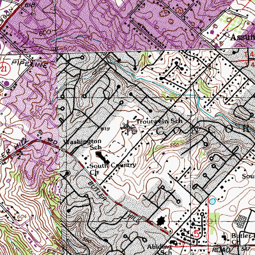 Topographic Map of Trautwein Elementary School, MO