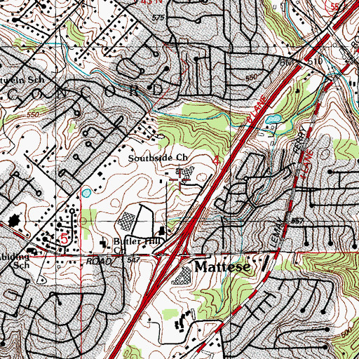 Topographic Map of Southside Church, MO