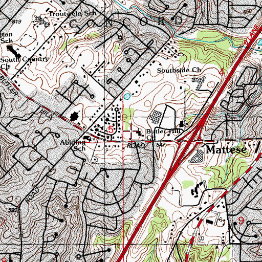 Topographic Map of Butler Hill Church, MO