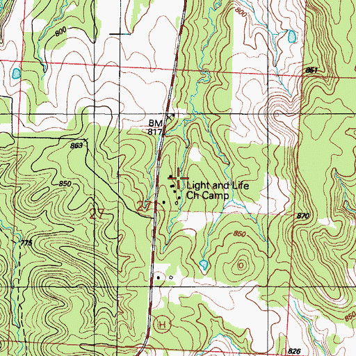 Topographic Map of Light and Life Church Camp, MO
