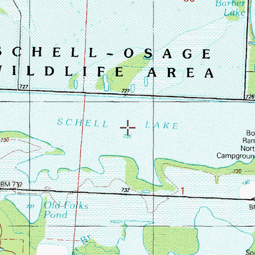 Topographic Map of Schell Lake, MO