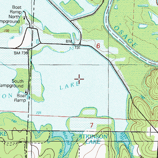 Topographic Map of Atkinson Lake, MO