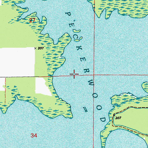 Topographic Map of Peckerwood Lake, AR