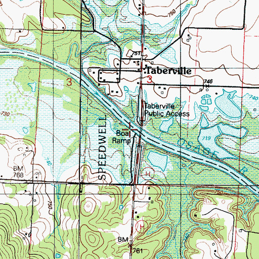 Topographic Map of Taberville Public Access, MO