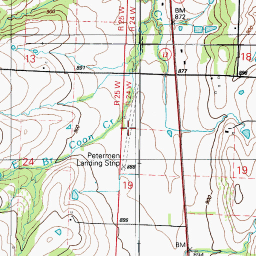 Topographic Map of Petermen Landing Strip (historical), MO