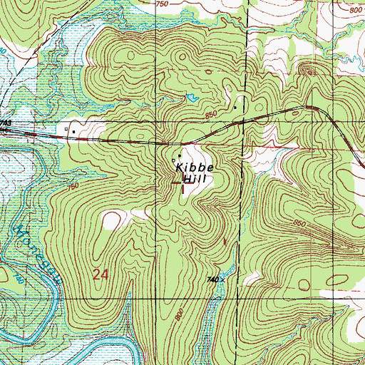 Topographic Map of Kibbie Hill, MO
