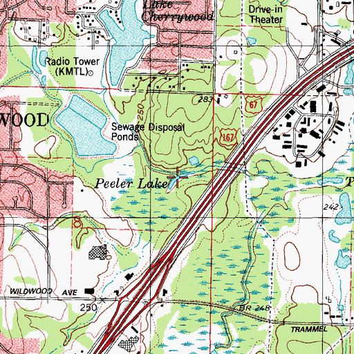 Topographic Map of Peeler Lake, AR