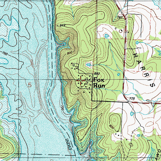 Topographic Map of Fox Run, MO