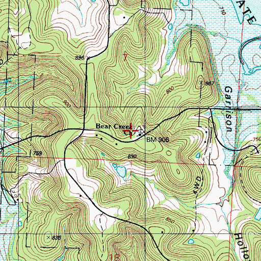 Topographic Map of Bear Creek Cemetery, MO