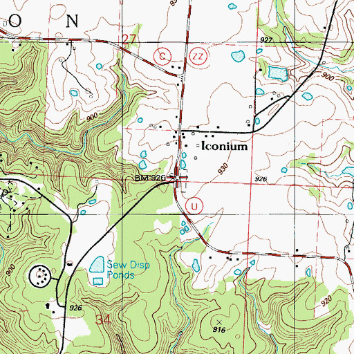 Topographic Map of Iconium Cemetery, MO