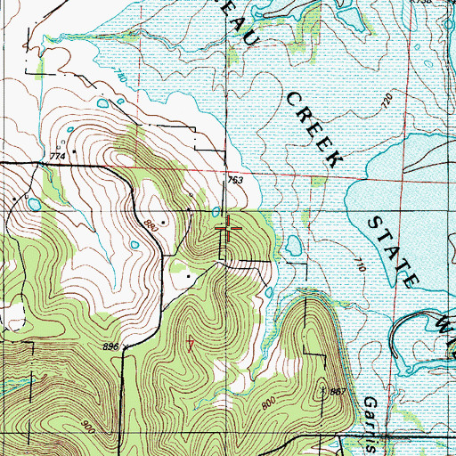 Topographic Map of Weaubleau Creek State Wildlife Area, MO