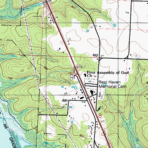Topographic Map of First Assembly of God Church, MO
