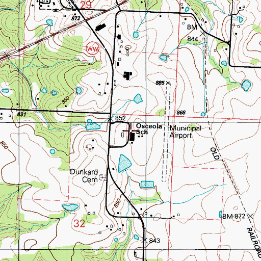 Topographic Map of Osceola Junior-Senior High School, MO