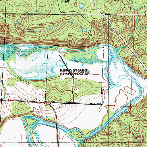 Topographic Map of Kings Prairie State Public Access, MO