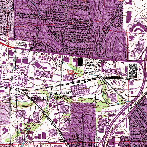 Topographic Map of United States Army Records Center, MO