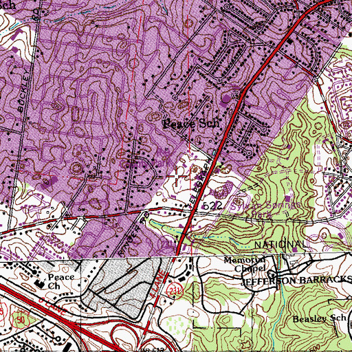 Topographic Map of R-9 County Park, MO
