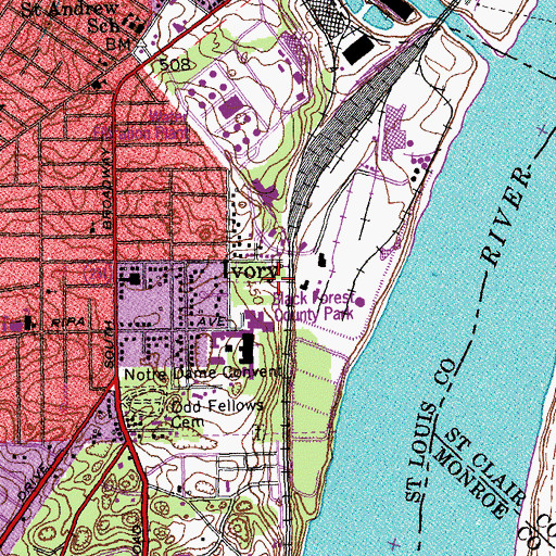 Topographic Map of Black Forest County Park, MO