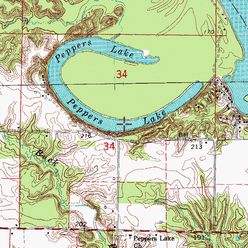 Topographic Map of Peppers Lake, AR