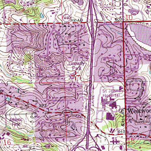 Topographic Map of Conway Park, MO