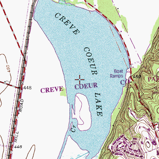 Topographic Map of Creve Coeur County Park, MO