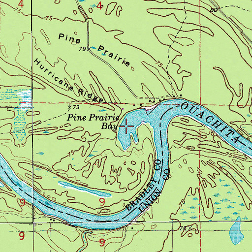Topographic Map of Pine Prairie Bay, AR