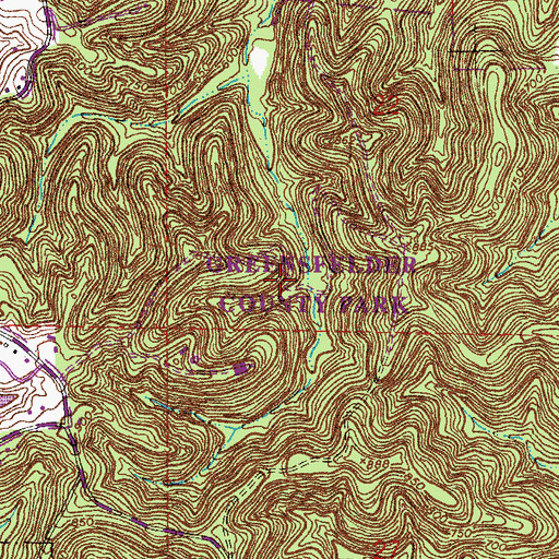 Topographic Map of Greensfelder County Park, MO