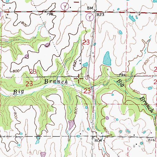 Topographic Map of Audrain Prairies, MO