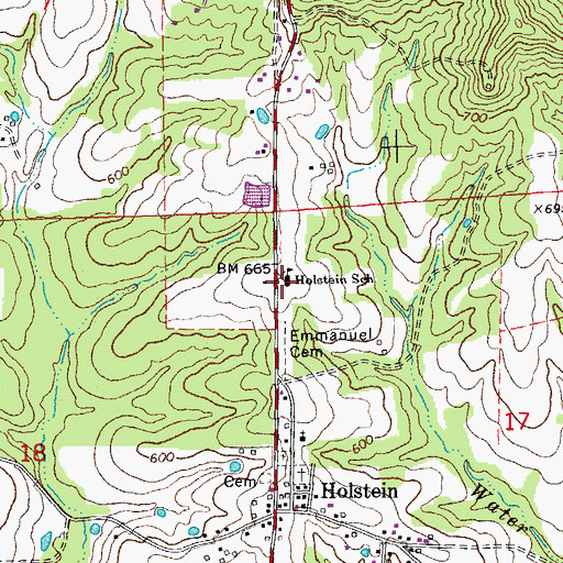 Topographic Map of Holstein High School (historical), MO