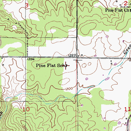 Topographic Map of Pine Flat School, MO