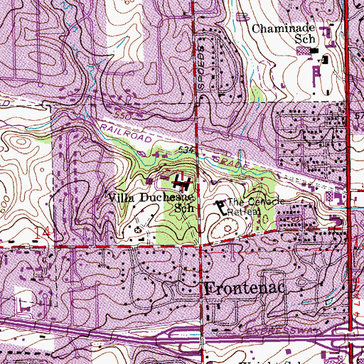 Topographic Map of Villa Duchesne School, MO