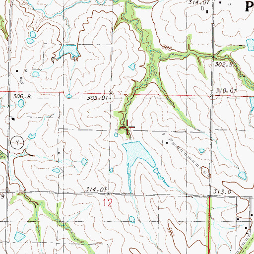 Topographic Map of Lake Joseph Dam, MO