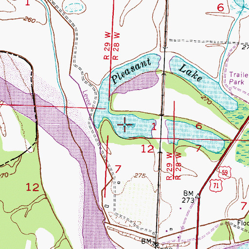 Topographic Map of Pleasant Lake, AR