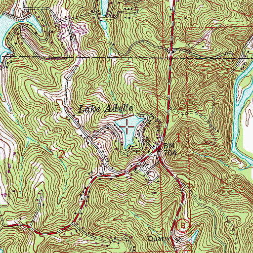Topographic Map of Lake Adelle, MO